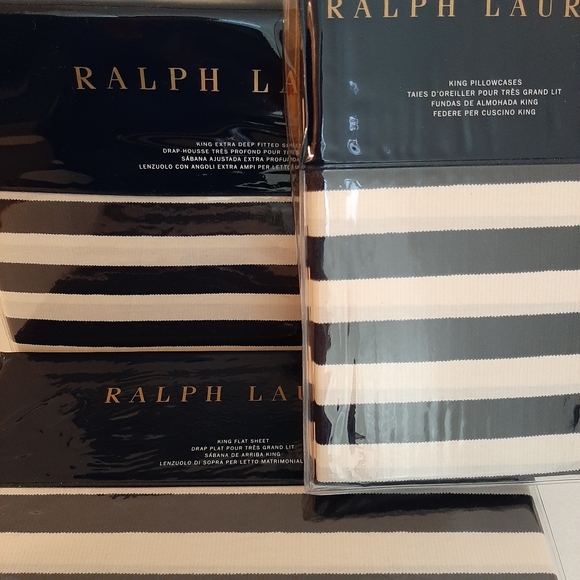 RALPH LAUREN Durant Camron Stripe KING 4 Piece Sheet Set MSRP $405 - Picture 2 of 14